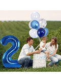 40" Navy & Silver Confetti Foil Number 2 Balloon For Boys' 2nd Birthday Party