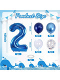 40" Navy & Silver Confetti Foil Number 2 Balloon For Boys' 2nd Birthday Party