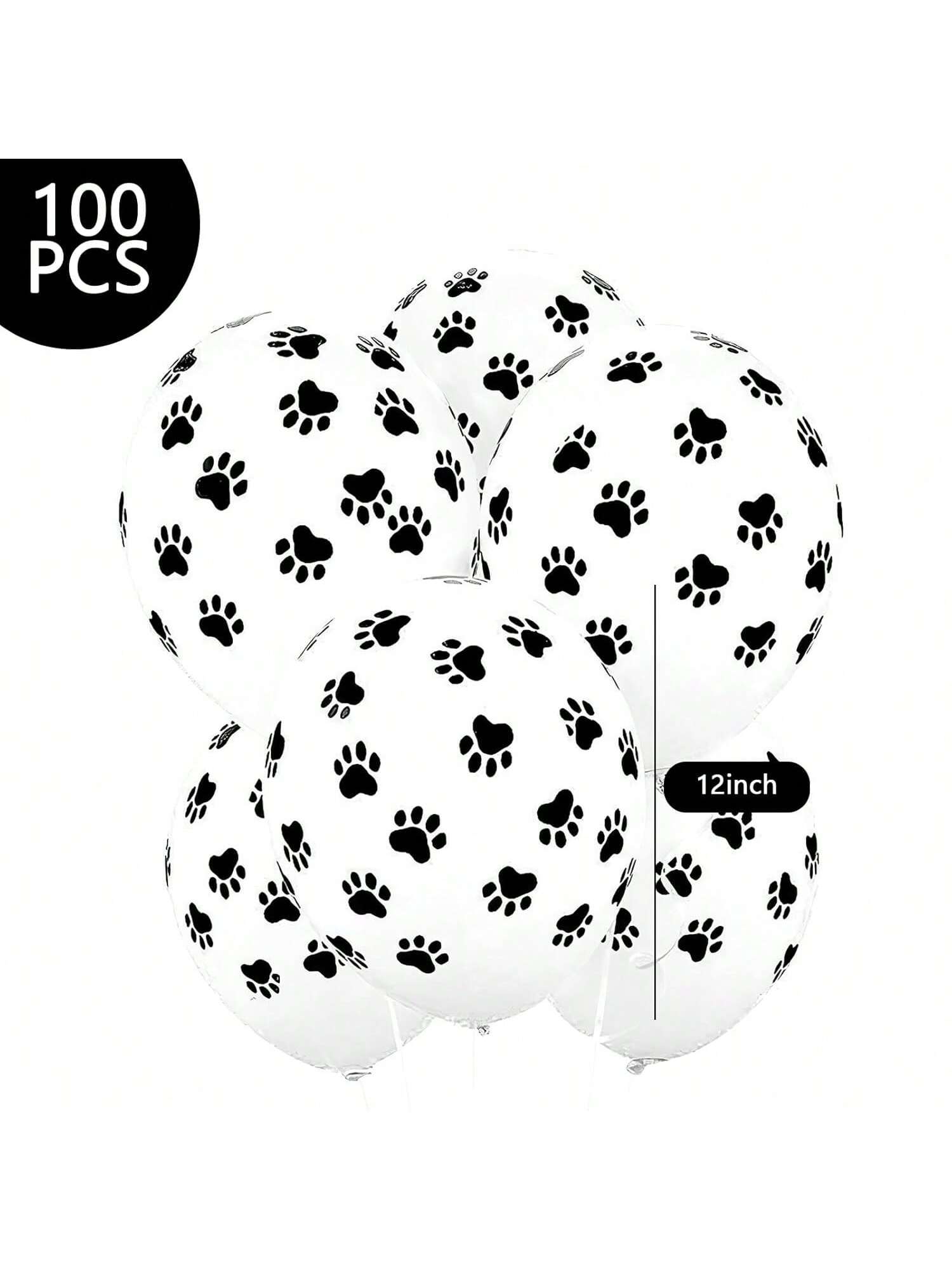 100 PCS Paw Print Balloons 12" Dog Balloons For Birthday Party Decor