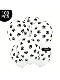 100 PCS Paw Print Balloons 12" Dog Balloons For Birthday Party Decor