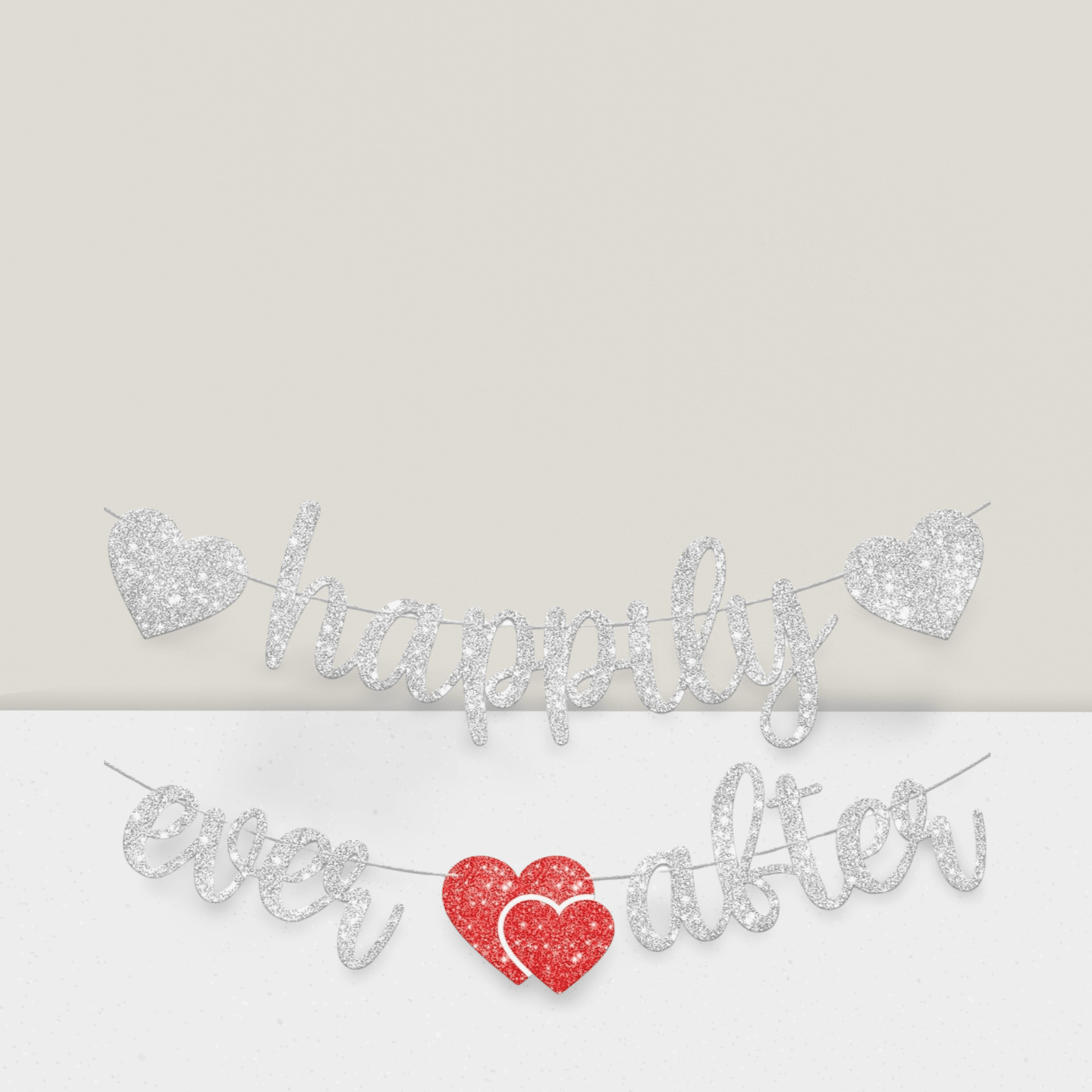 10 Ft Silver Happily Ever After Glitter Banner for Bridal and Wedding Shower Decor
