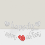10 Ft Silver Happily Ever After Glitter Banner for Bridal and Wedding Shower Decor