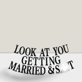 Look At You Getting Married Black Glitter Banner for Wedding and Bridal Shower Decor
