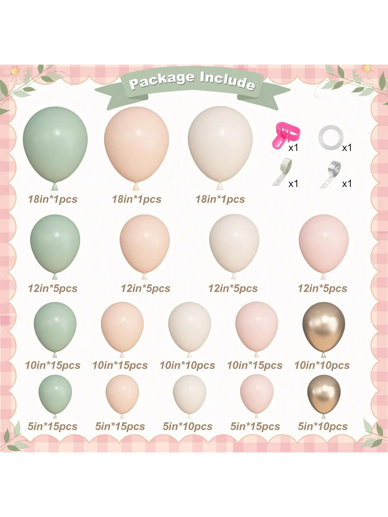 157PCS Dusty Pink & Green Balloon Arch Kit For Showers, Gender Reveals, & Parties