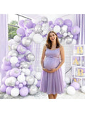 140pcs Purple Balloon Arch Kit Lavender White Silver Butterfly Party Decor