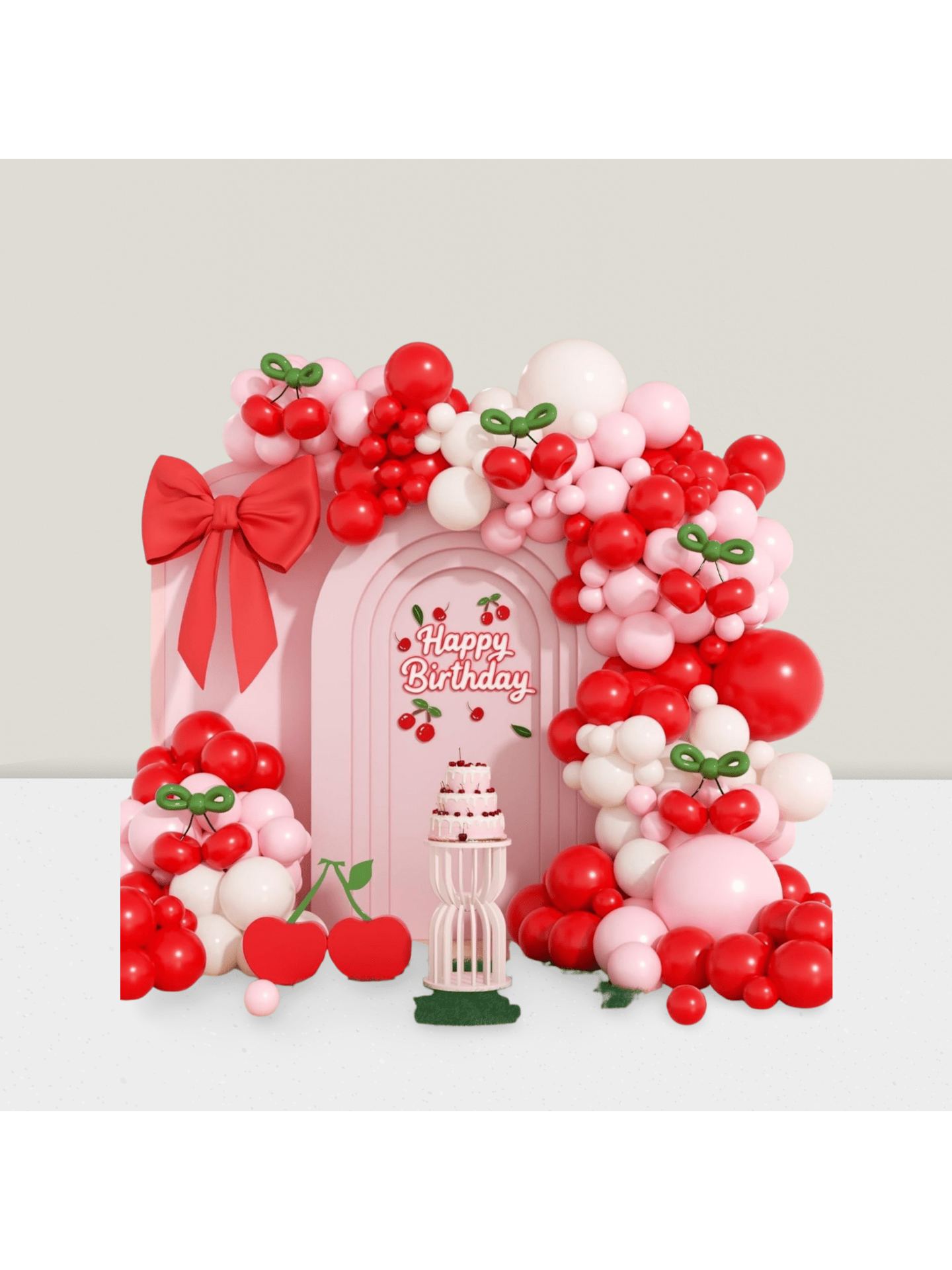 136pcs Pink Red Balloon Arch Kit Light Pink Red White Green for Parties Showers