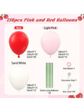 136pcs Pink Red Balloon Arch Kit Light Pink Red White Green for Parties Showers
