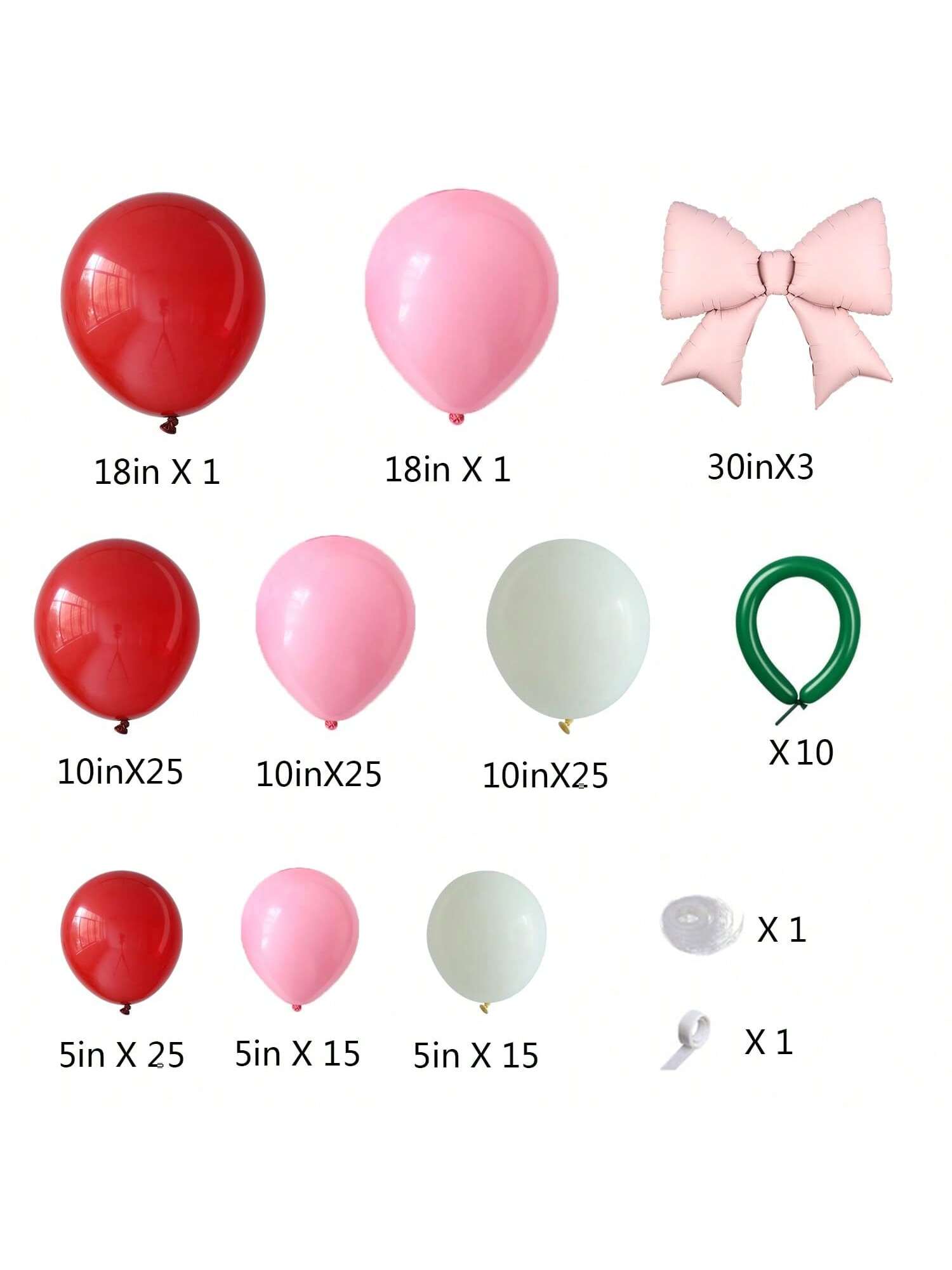 147pcs Cherry Balloon Garland Kit Red Pink Cream White with Bow
