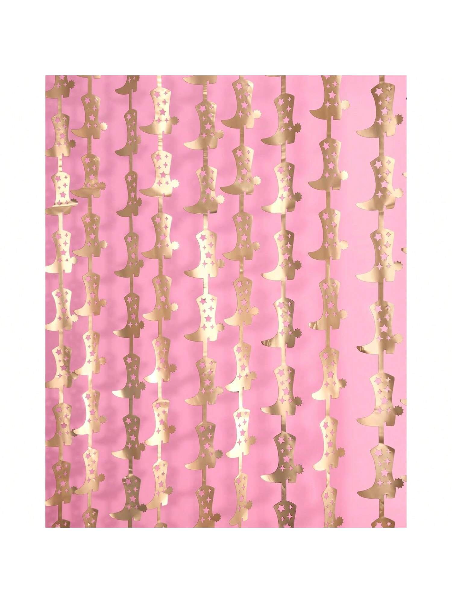 2-Pack Gold Foil Boot Curtains for Cowgirl & Western Party Decor