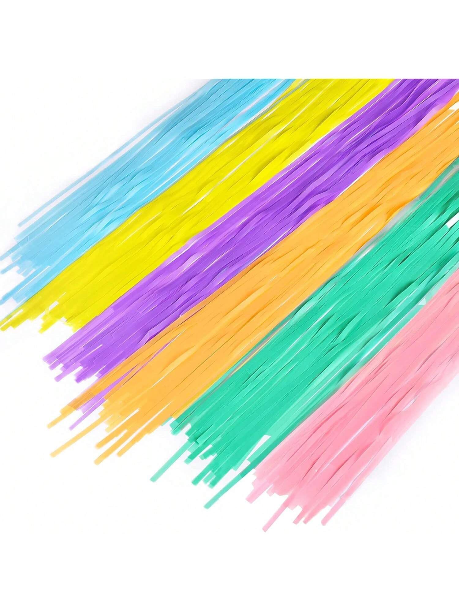 2 Pack 3.2x8.2 Ft Pastel Foil Fringe Curtains Backdrop for Birthday and Parties