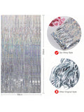 2 Pack 3x8 Ft Silver Metallic Sparkle Curtains for Party and Photo Booth Decor