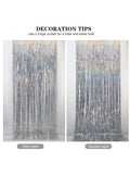 2 Pack 3x8 Ft Silver Metallic Sparkle Curtains for Party and Photo Booth Decor