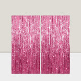 2 Pack 3.2x8 Ft Pink Fringe Tinsel Curtains for Birthday and Photo Booth Decor