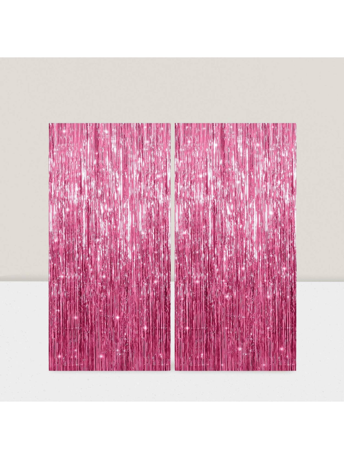 2 Pack 3.2x8 Ft Pink Fringe Tinsel Curtains for Birthday and Photo Booth Decor