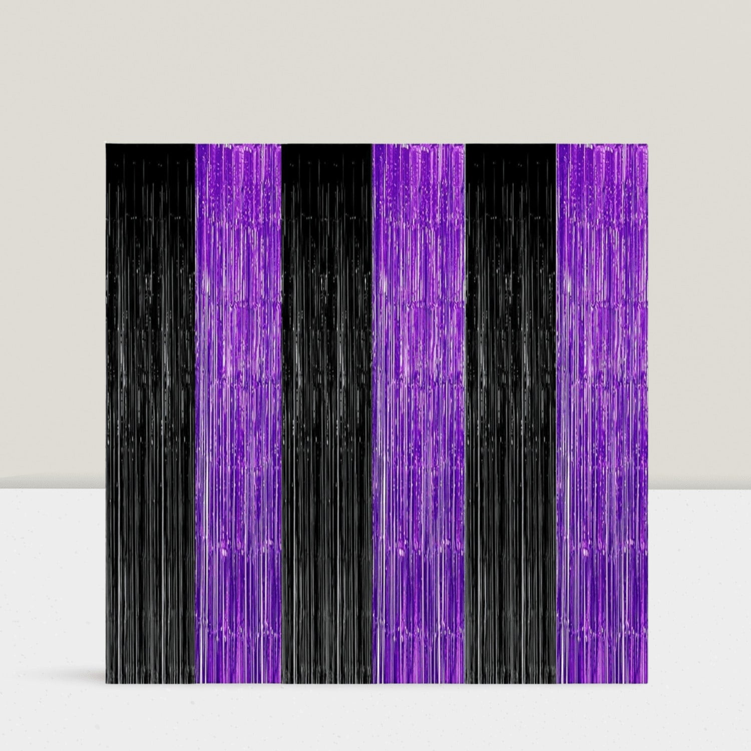 3-Pack Purple Black Foil Fringe Curtains for Graduation & Party Backdrops