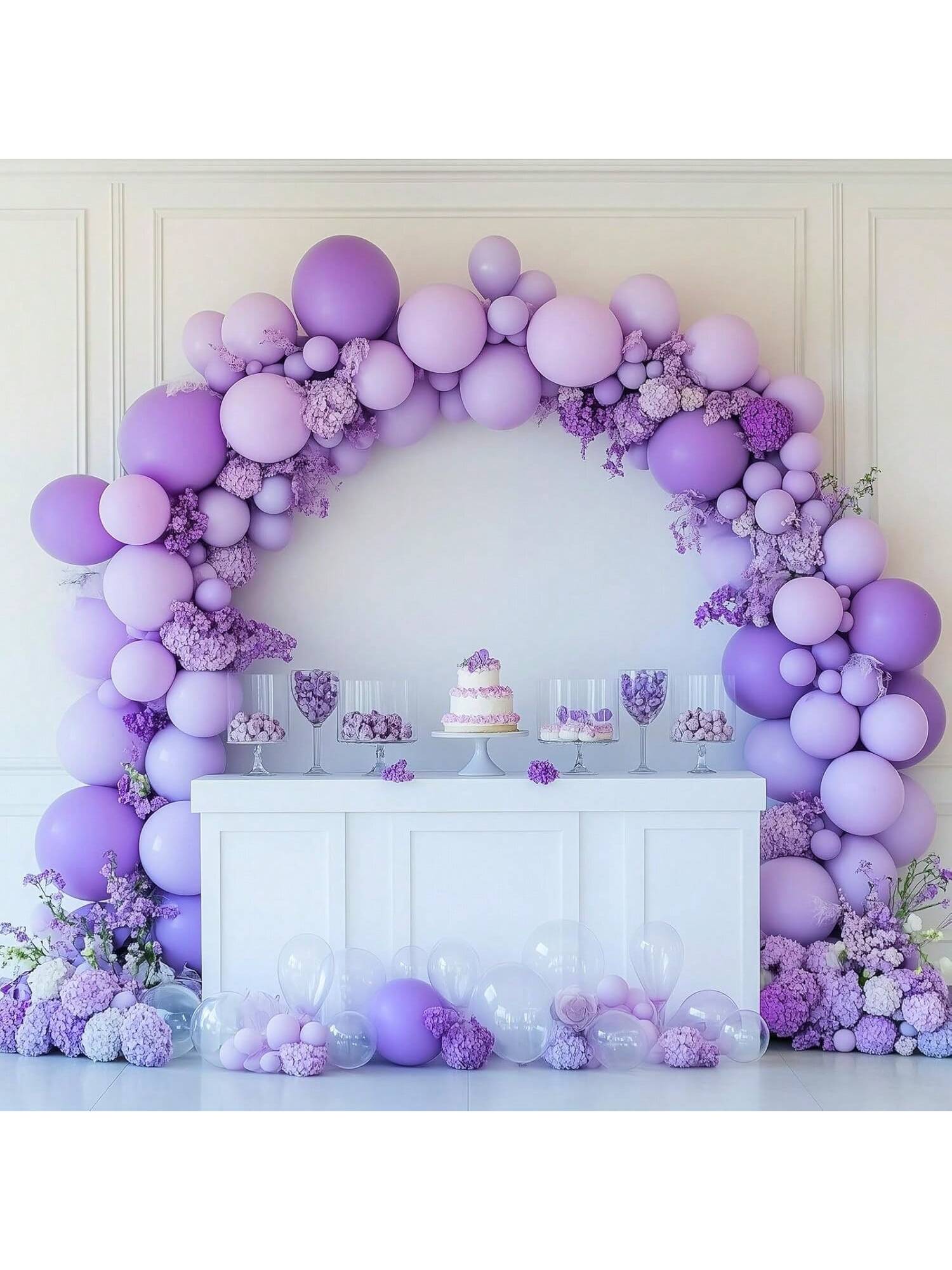 120 Pc 12 Inch Pastel Purple Matte Balloons for Birthday Wedding and Party Garland