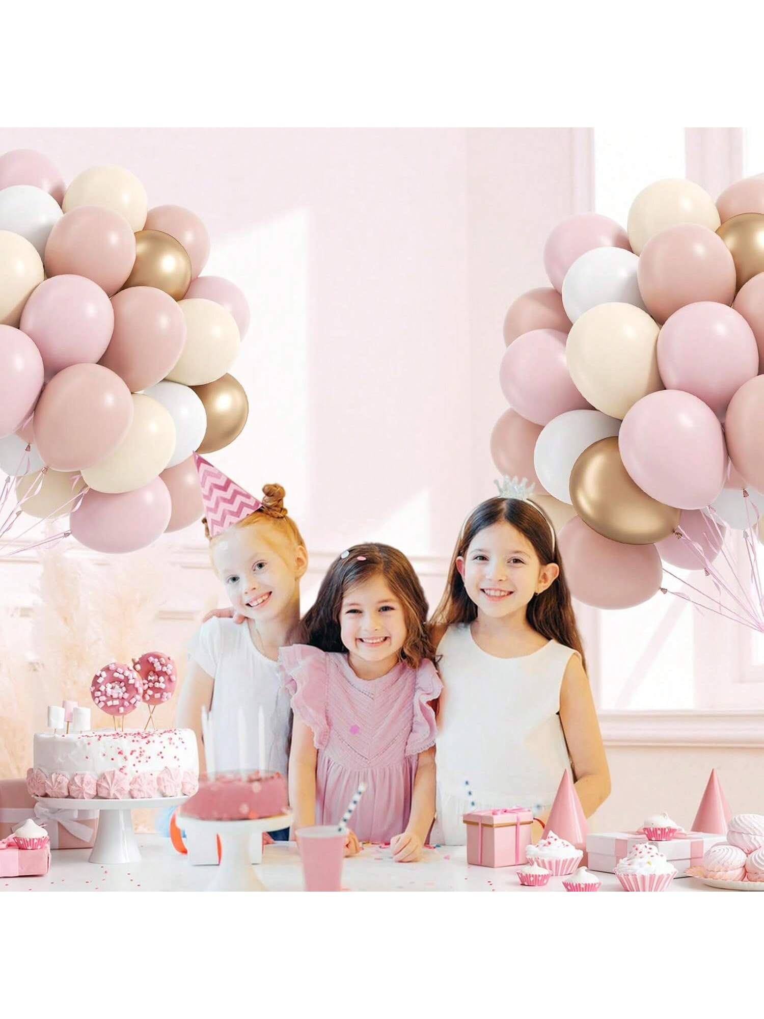 60pcs Dusty Pink & Pastel Balloons (12") – Gold, White For  Bridal, Birthday Decor