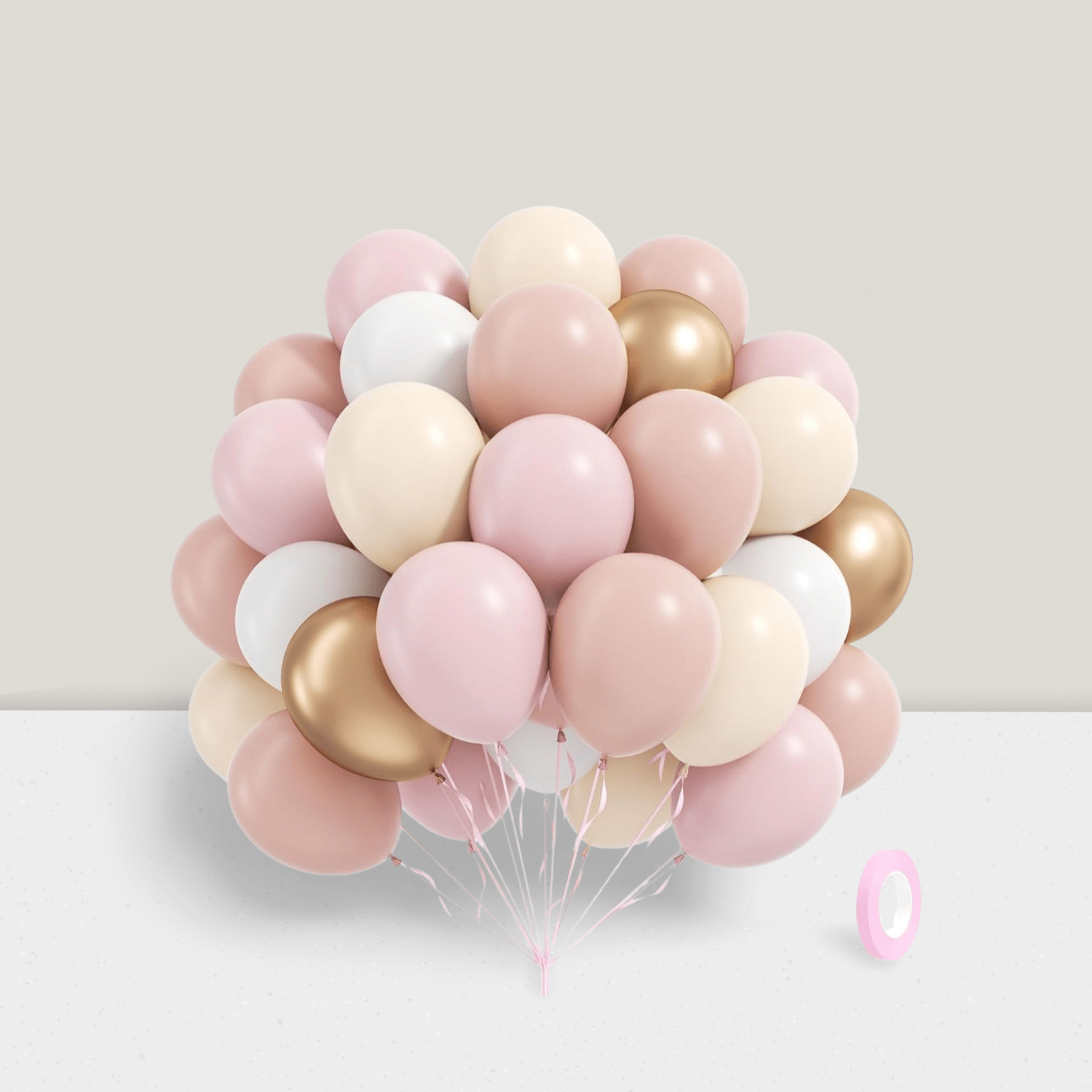 60pcs Dusty Pink & Pastel Balloons (12") – Gold, White For  Bridal, Birthday Decor