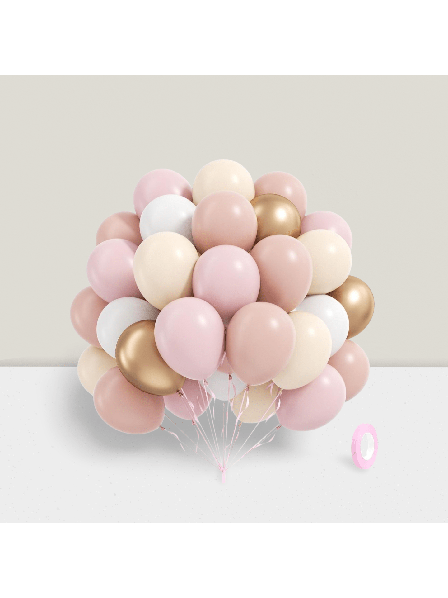 60pcs Dusty Pink & Pastel Balloons (12") – Gold, White For  Bridal, Birthday Decor