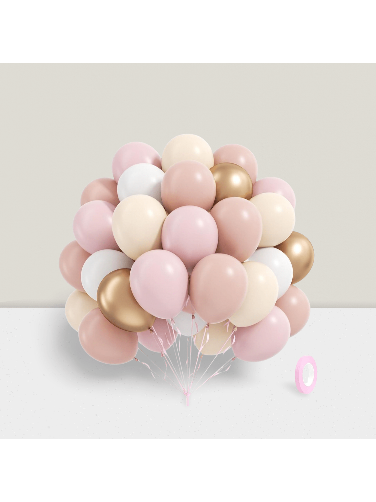 60pcs Dusty Pink & Pastel Balloons (12") – Gold, White For  Bridal, Birthday Decor