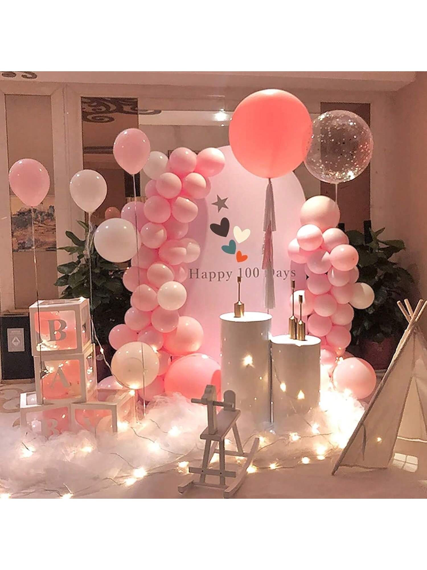 100 Pc 5 Inch Pastel Pink Balloons for Birthday Wedding and Party Decor