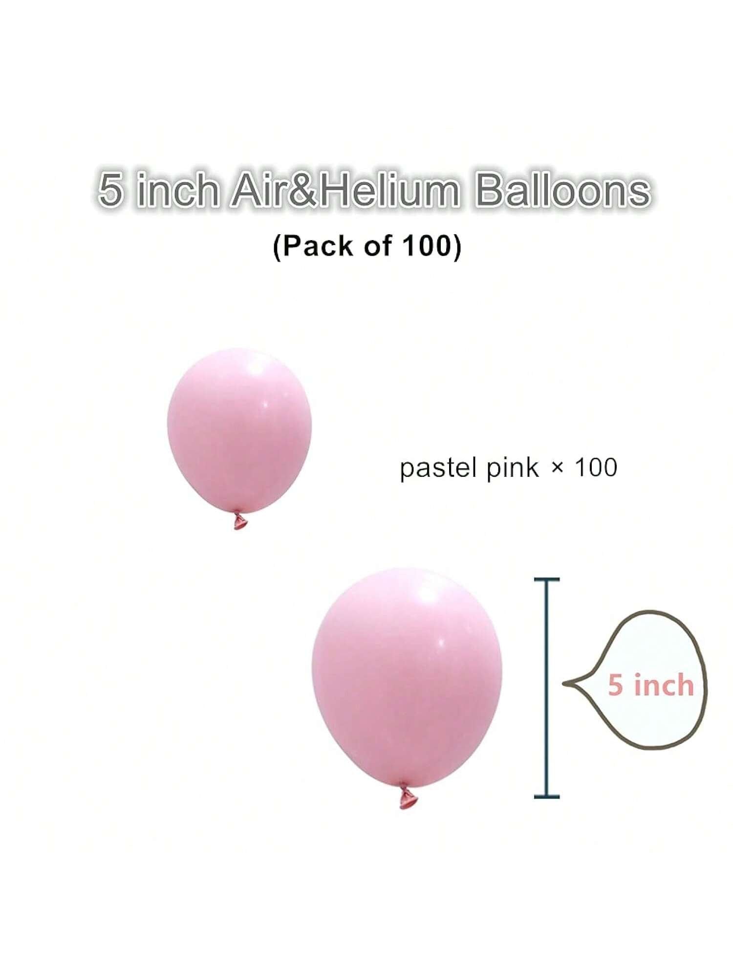 100 Pc 5 Inch Pastel Pink Balloons for Birthday Wedding and Party Decor