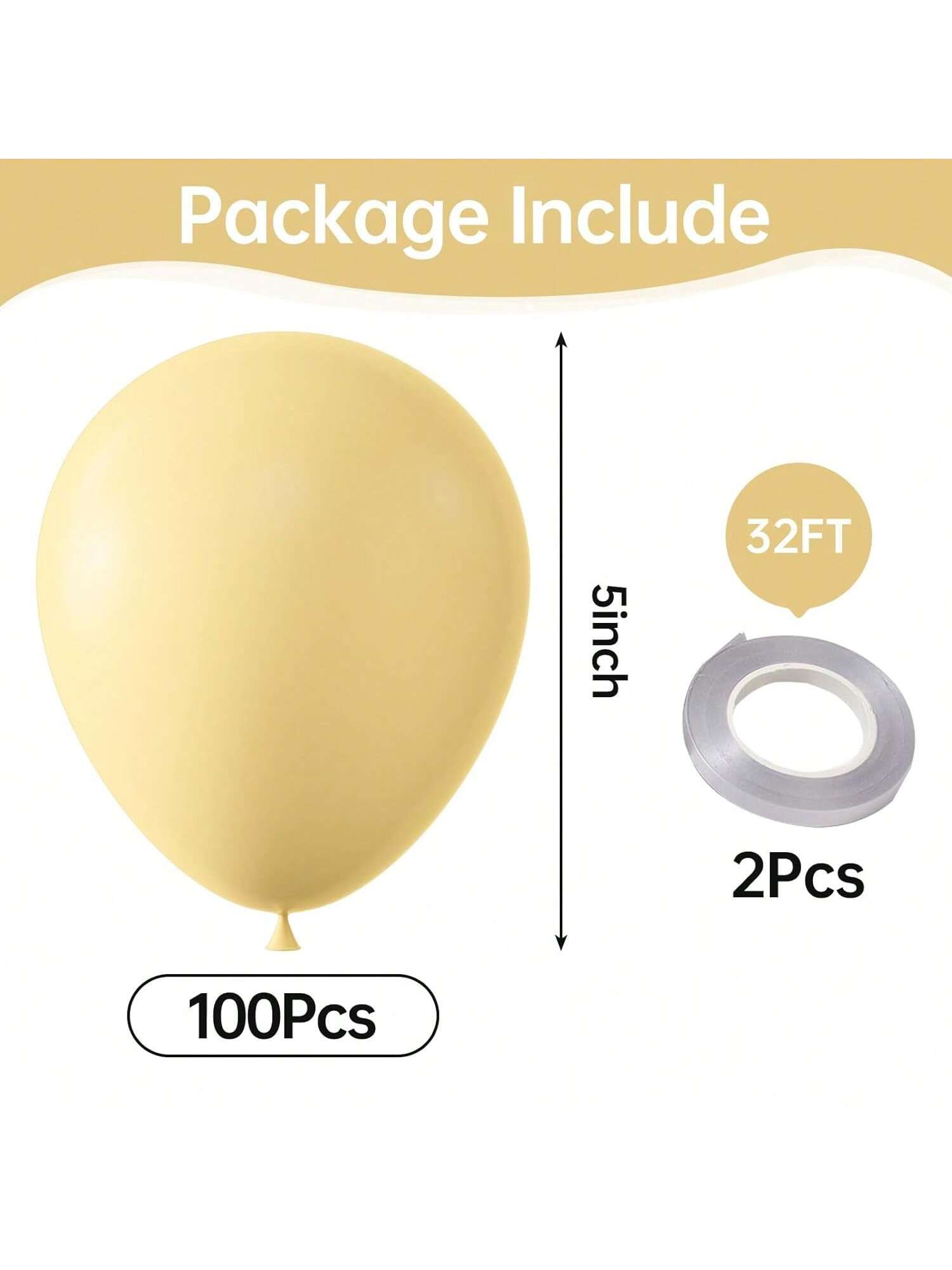 100 Pc 5 Inch Pastel Yellow Matte Balloons for Garland Arch and Party Decor