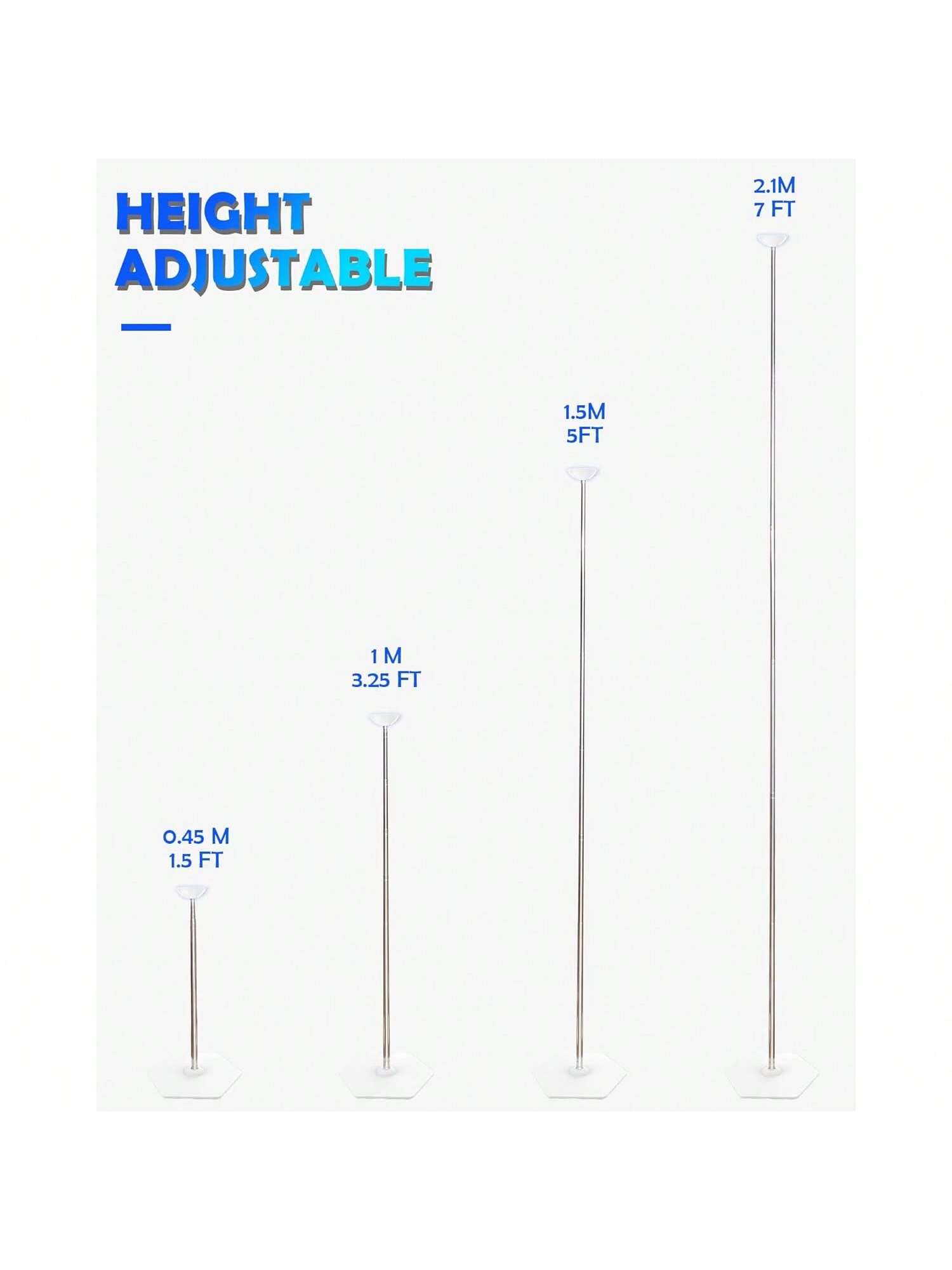 Balloon Stand Set Of 4 – Adjustable Metal Columns (1.5ft To 7ft) For Party Decor For Christmas, Halloween And Thanksgiving,