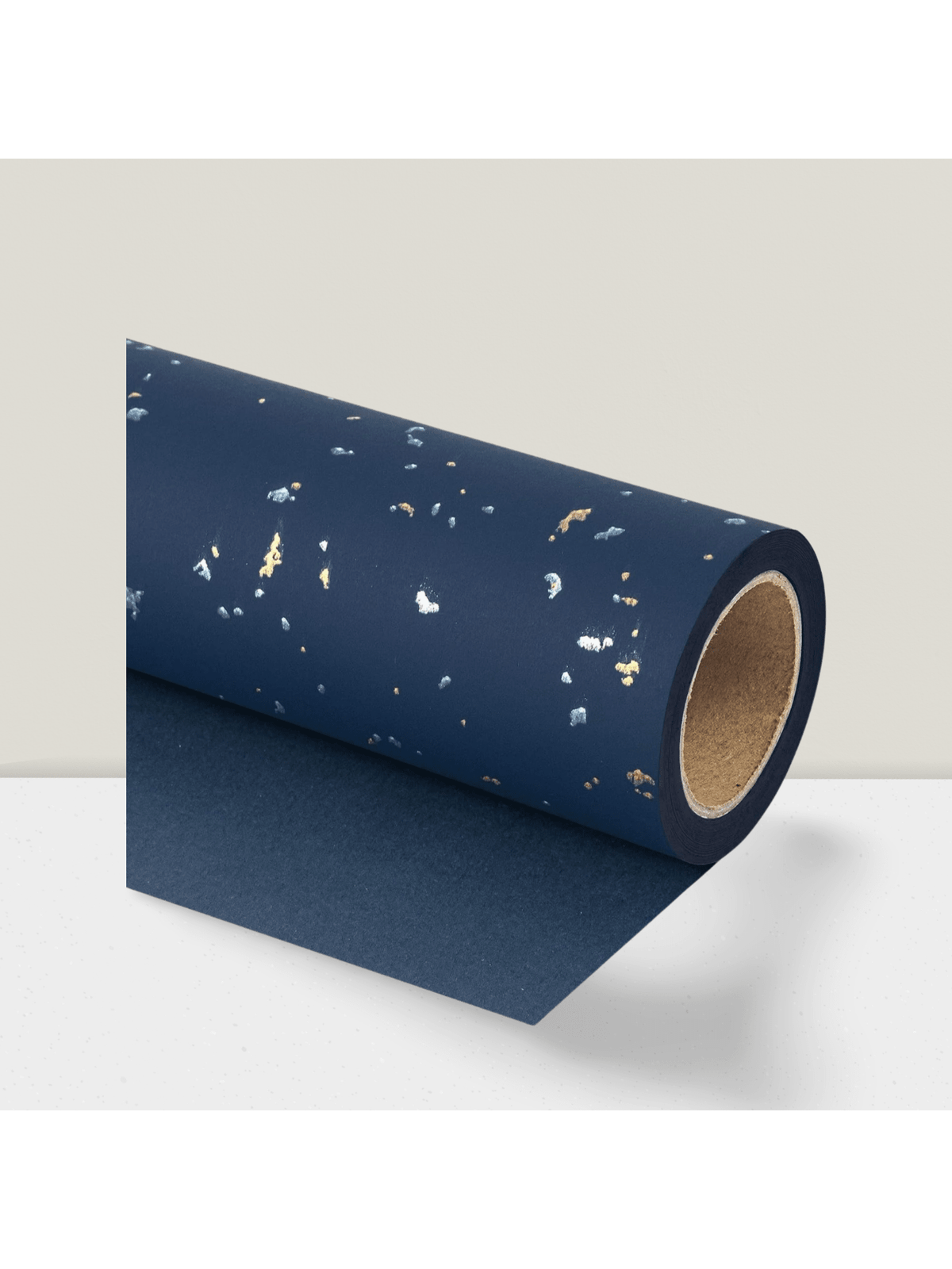 Navy Blue and Gold Gift Wrap 17 Inch x 16.5 Ft Mini Roll Silky Finish for Birthdays and Weddings
