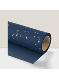 Navy Blue and Gold Gift Wrap 17 Inch x 16.5 Ft Mini Roll Silky Finish for Birthdays and Weddings