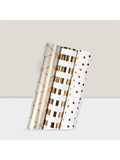 Mini Birthday Wrapping Paper Roll 17 Inch x 120 Inch White and Gold Foil