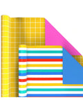 Gift Wrap Paper Set - 6 Rolls (150 Sq.Ft) - Checkered, Stripes, Dots, Floral For All Occasions For Christmas, Halloween And Thanksgiving,