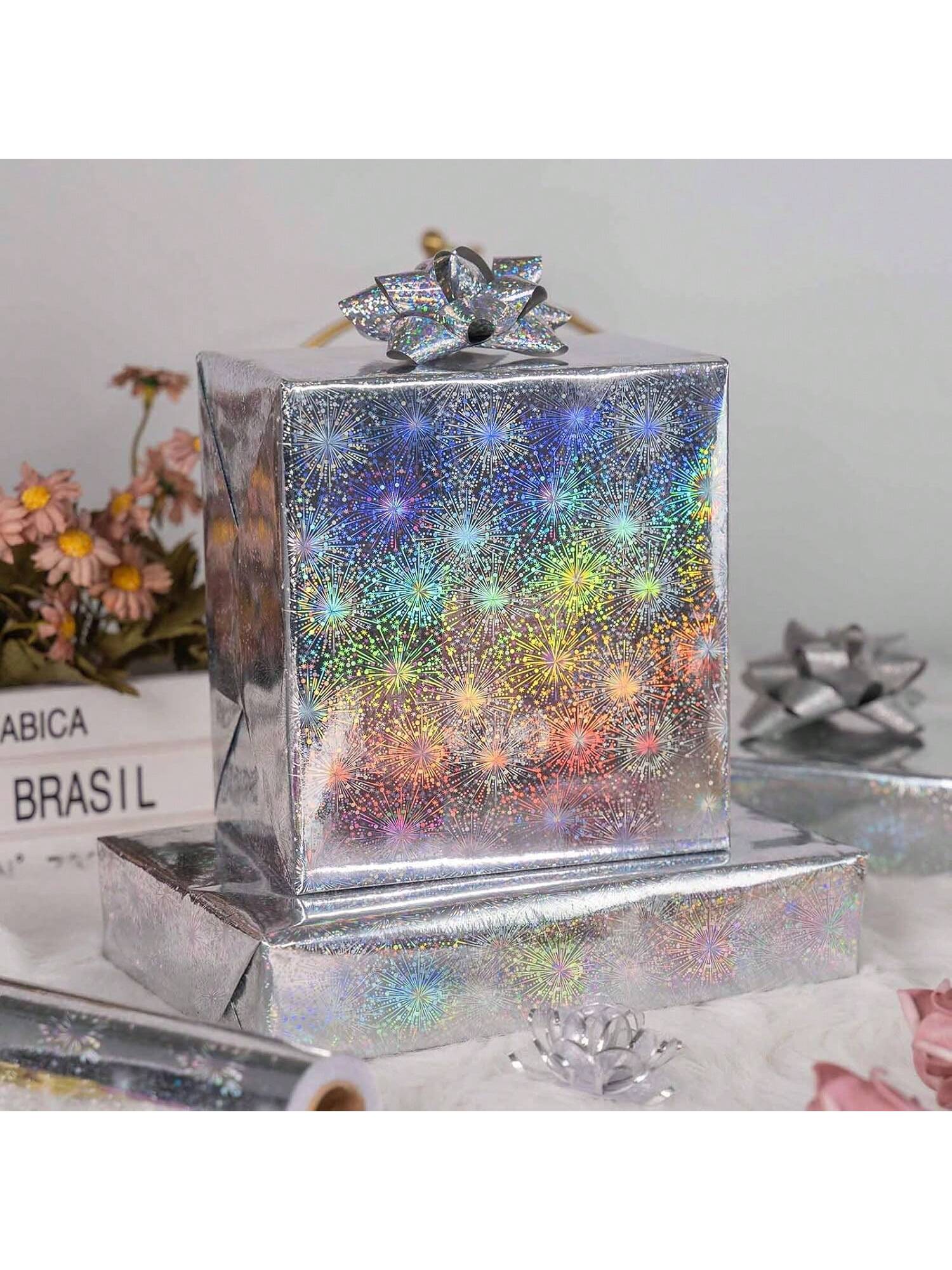 Holographic Wrapping Paper Roll 17x32.8ft Sparkle Foil for Parties & Holidays