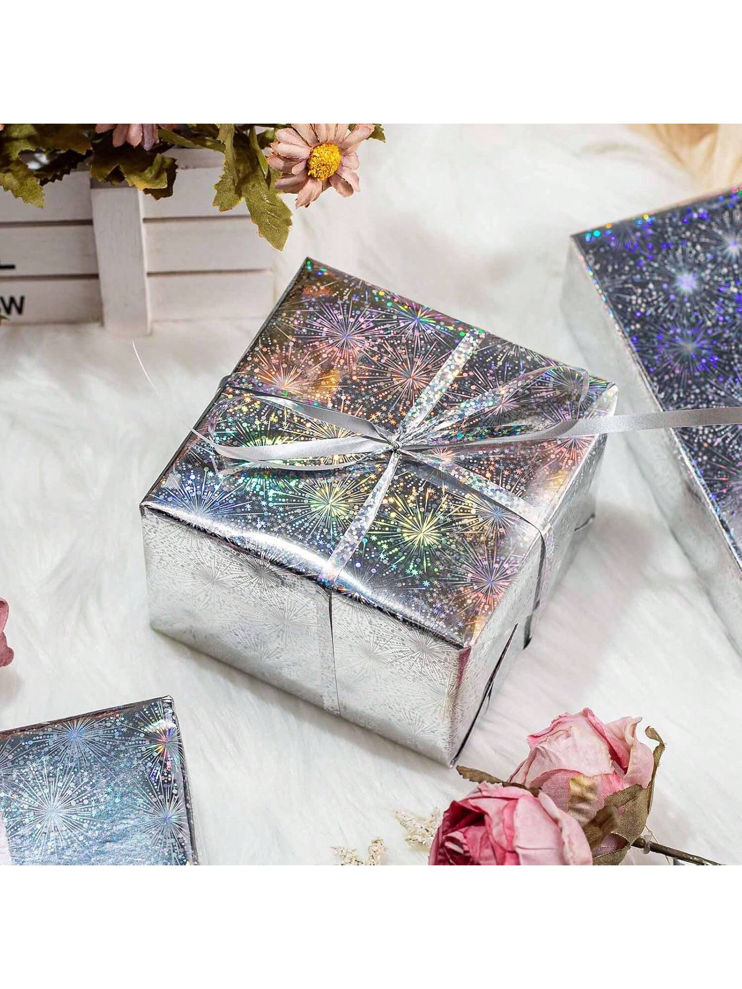 Holographic Wrapping Paper Roll 17x32.8ft Sparkle Foil for Parties & Holidays