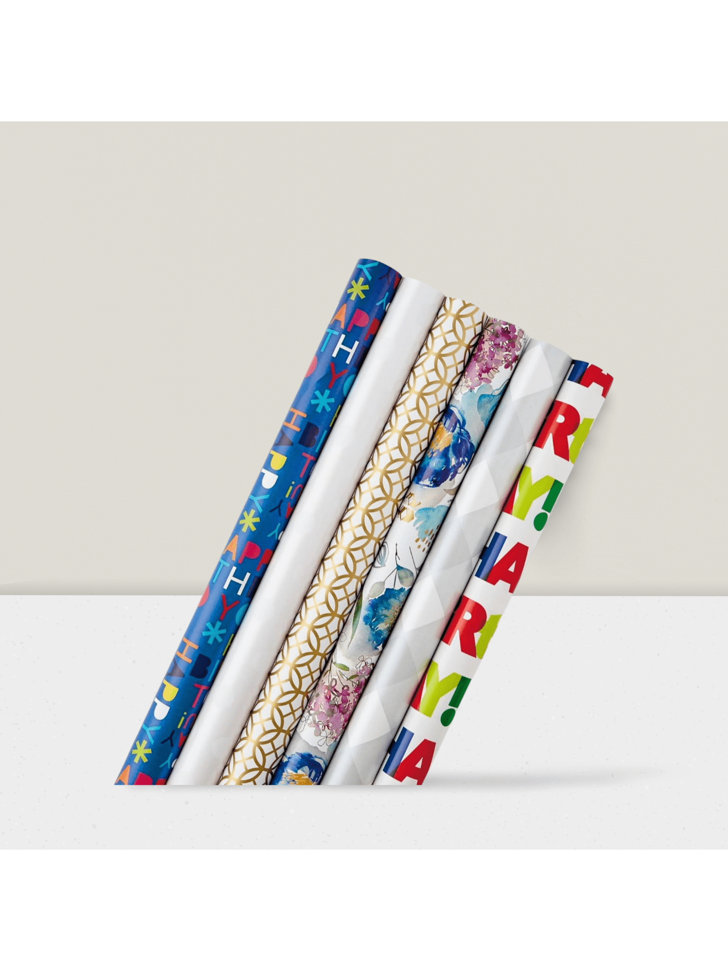 6 Rolls Floral Gold Gift Wrap 180sqft for Birthdays Weddings Showers