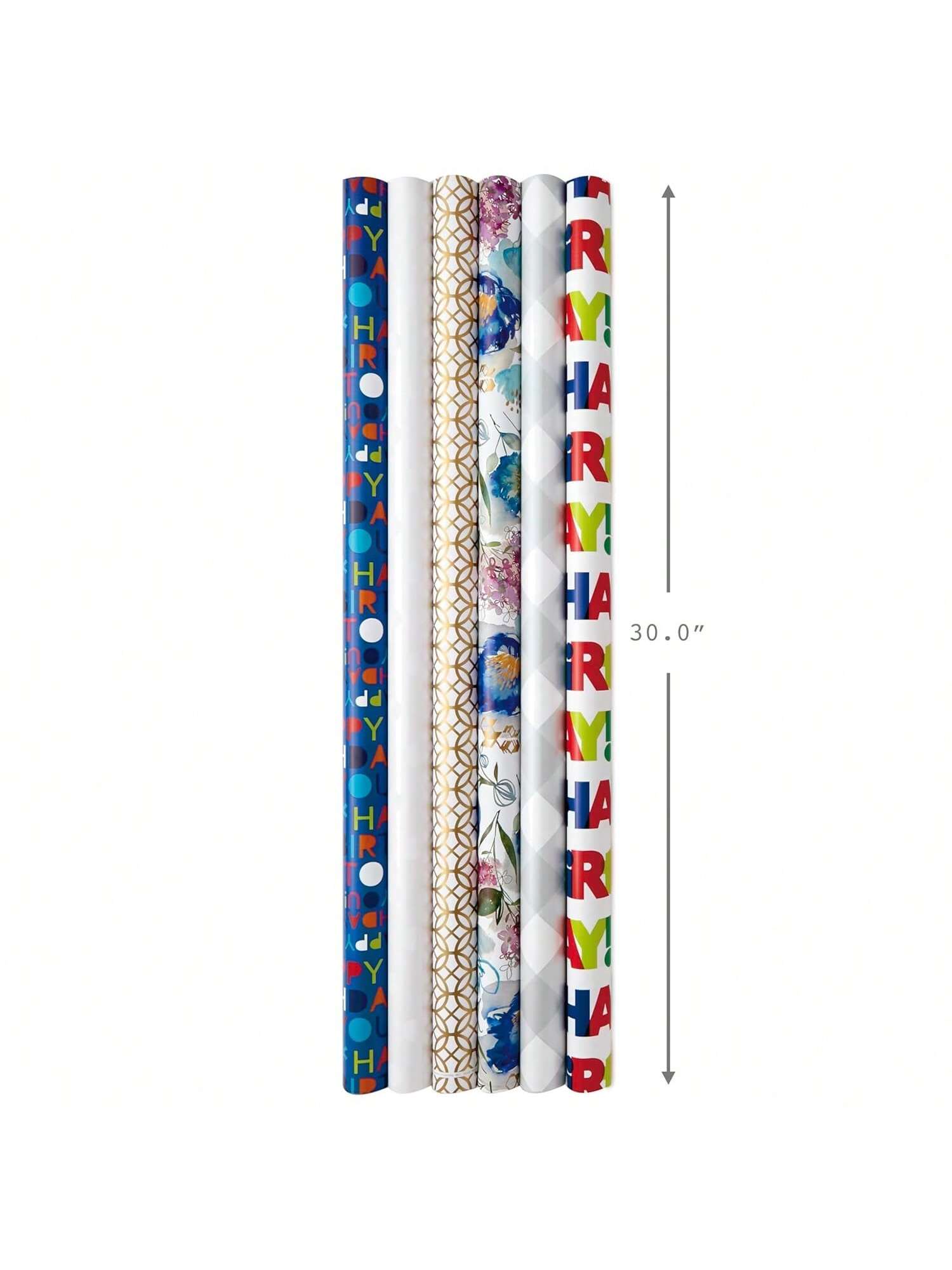 6 Rolls Floral Gold Gift Wrap 180sqft for Birthdays Weddings Showers