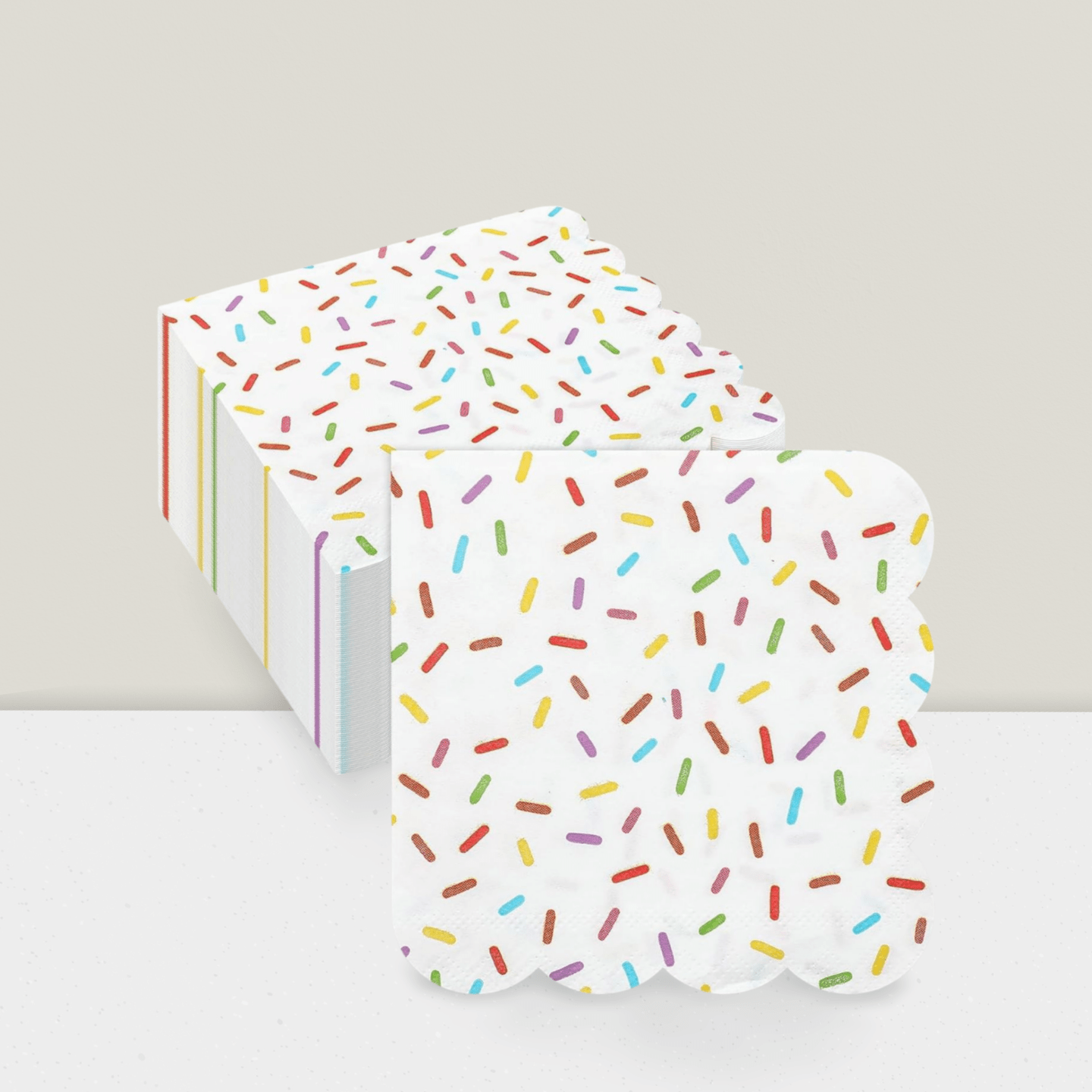 100 Donut Sprinkle Napkins White 2-Ply Disposable for Parties Showers
