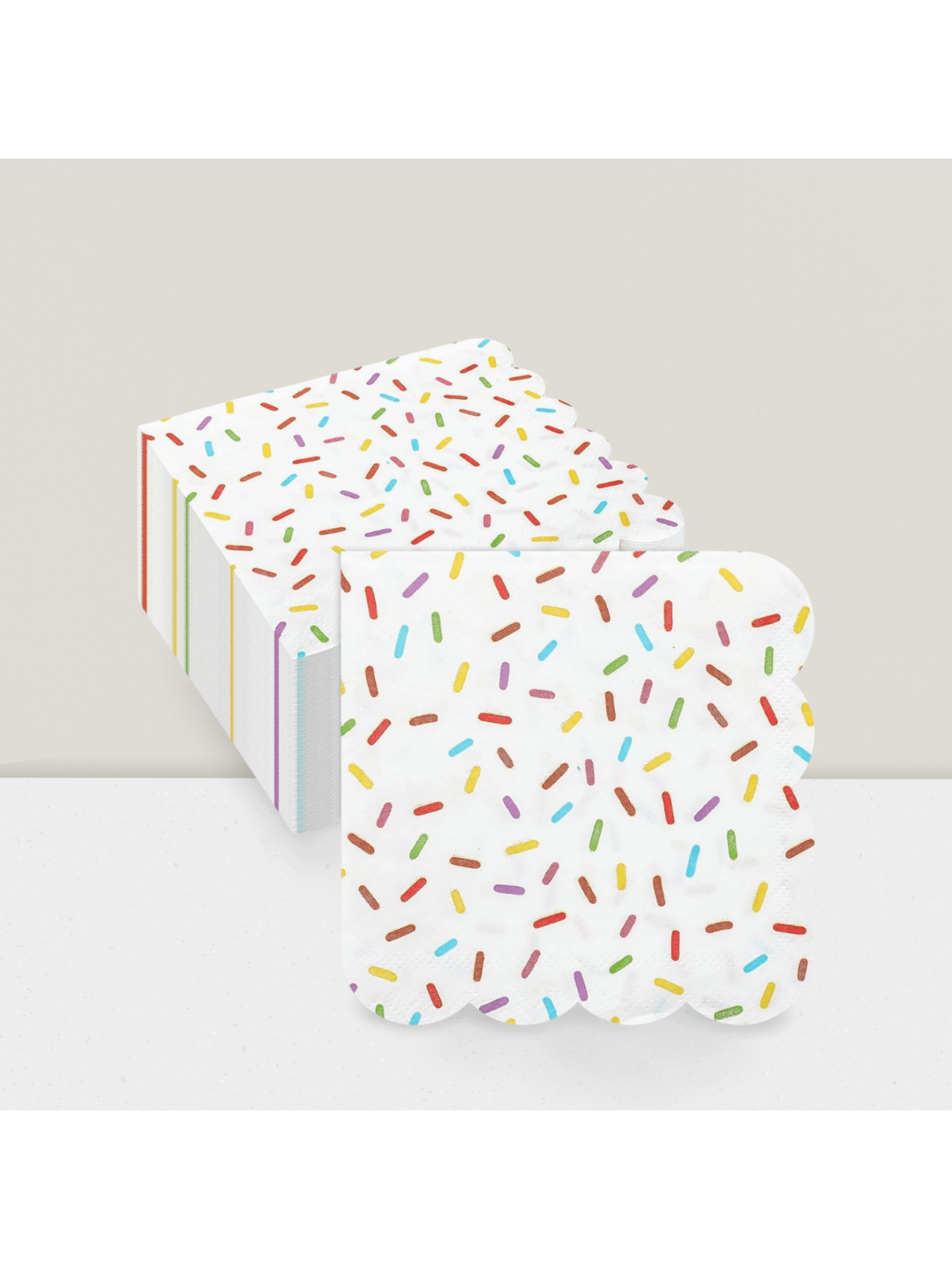 100 Donut Sprinkle Napkins White 2-Ply Disposable for Parties Showers