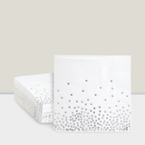 50PCS Silver Foil Polka Dot 6.5 Inch Napkins for Weddings & Parties