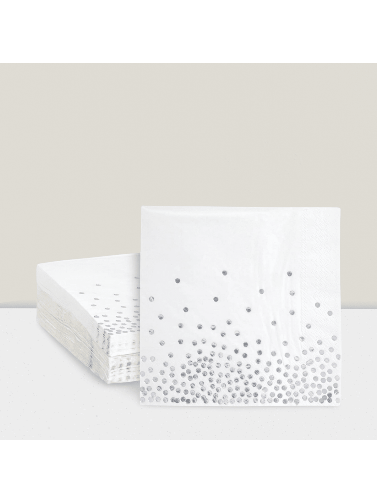 50PCS Silver Foil Polka Dot 6.5 Inch Napkins for Weddings & Parties