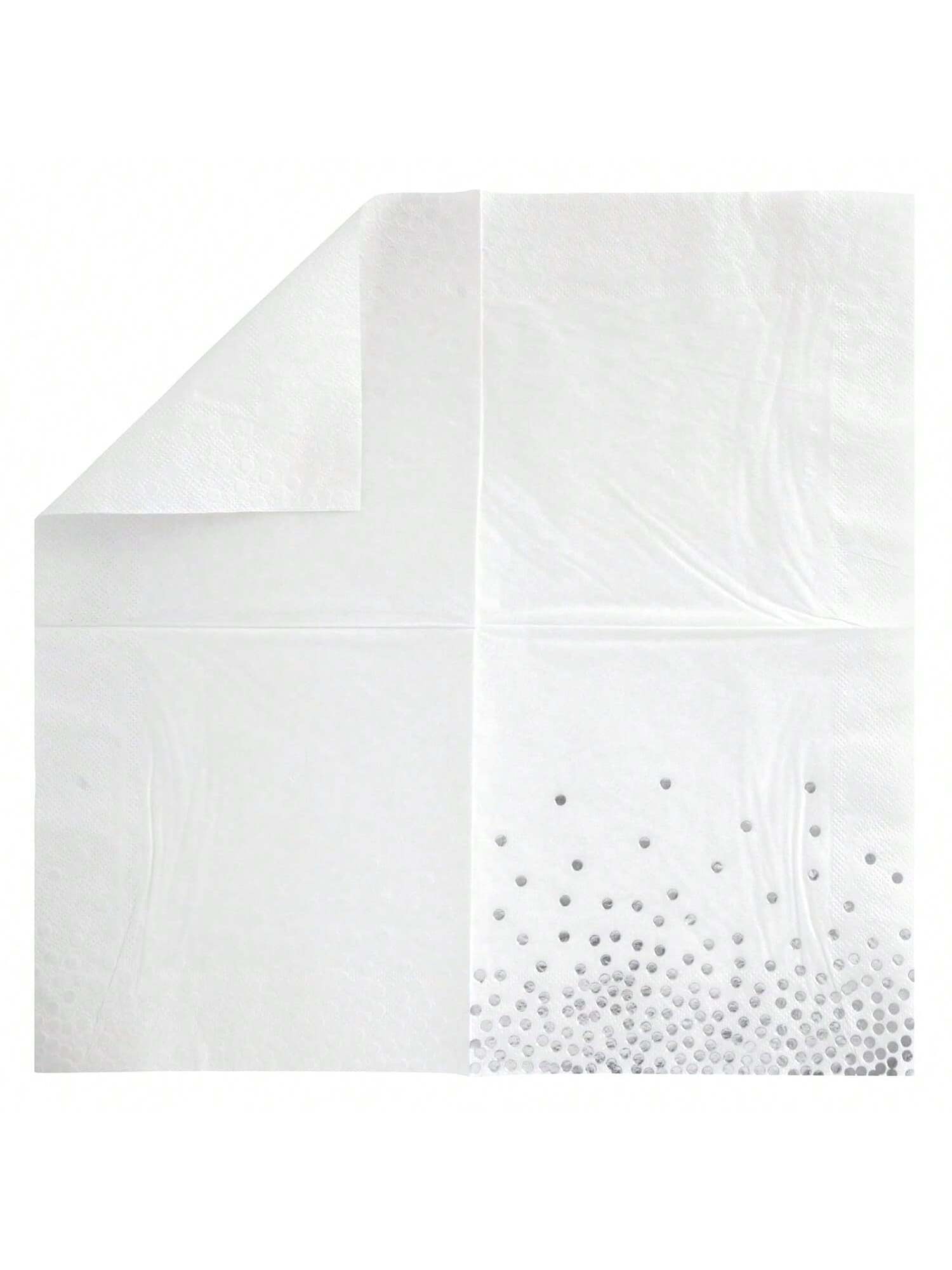 50PCS Silver Foil Polka Dot 6.5 Inch Napkins for Weddings & Parties