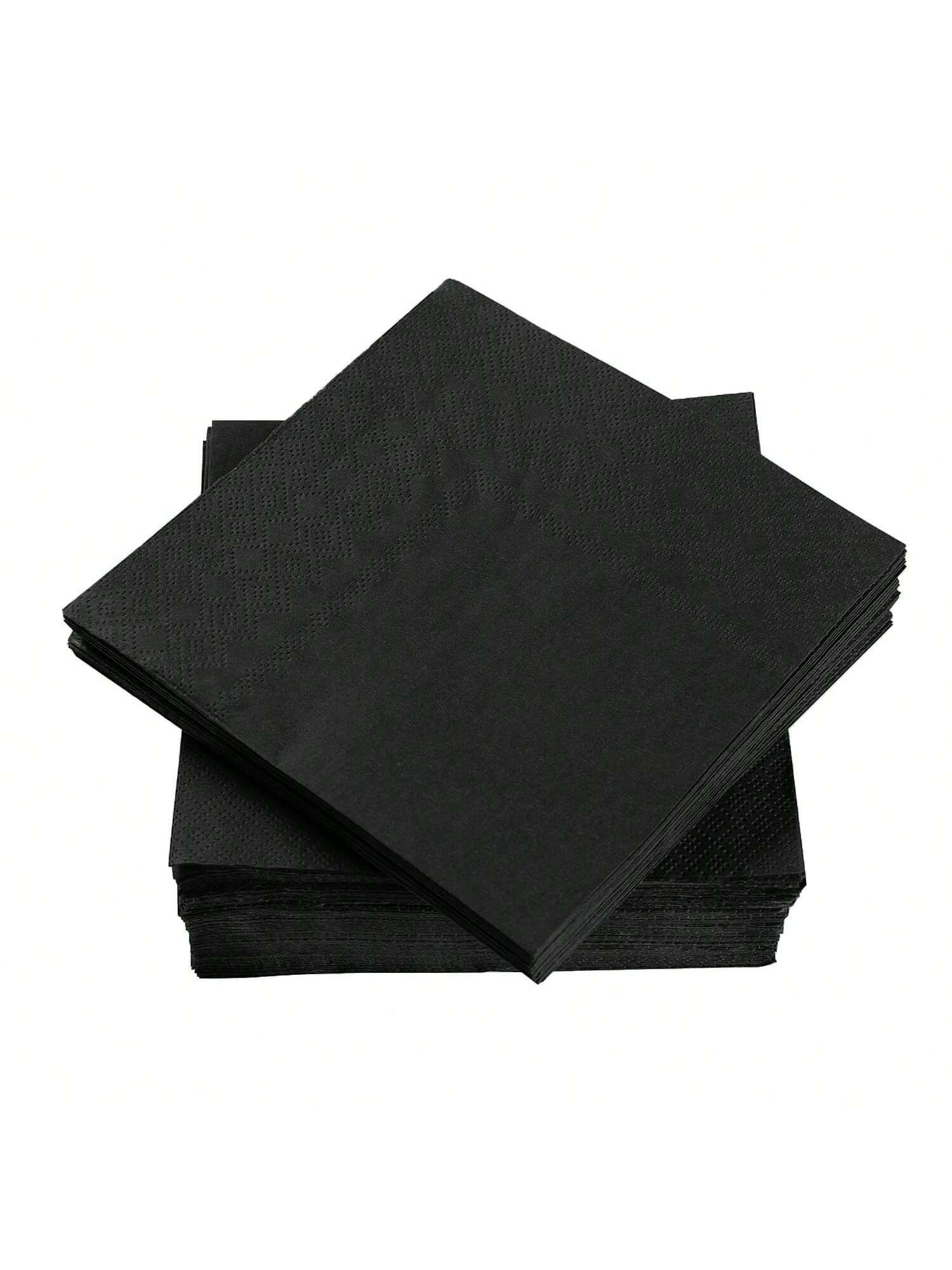 100PCS Black 2-Ply 5x5" Cocktail Napkins Disposable Party Wedding Decor