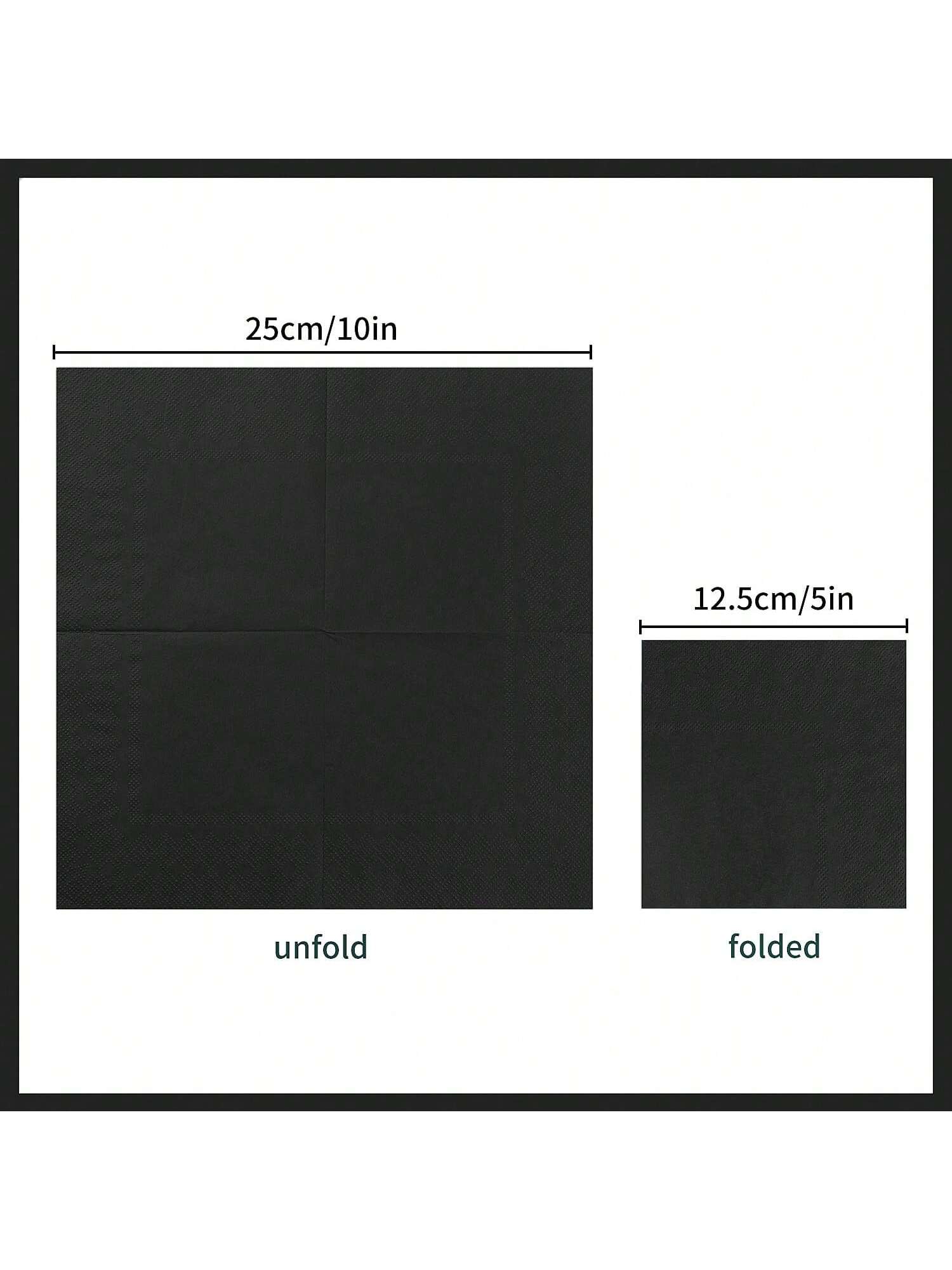 100PCS Black 2-Ply 5x5" Cocktail Napkins Disposable Party Wedding Decor