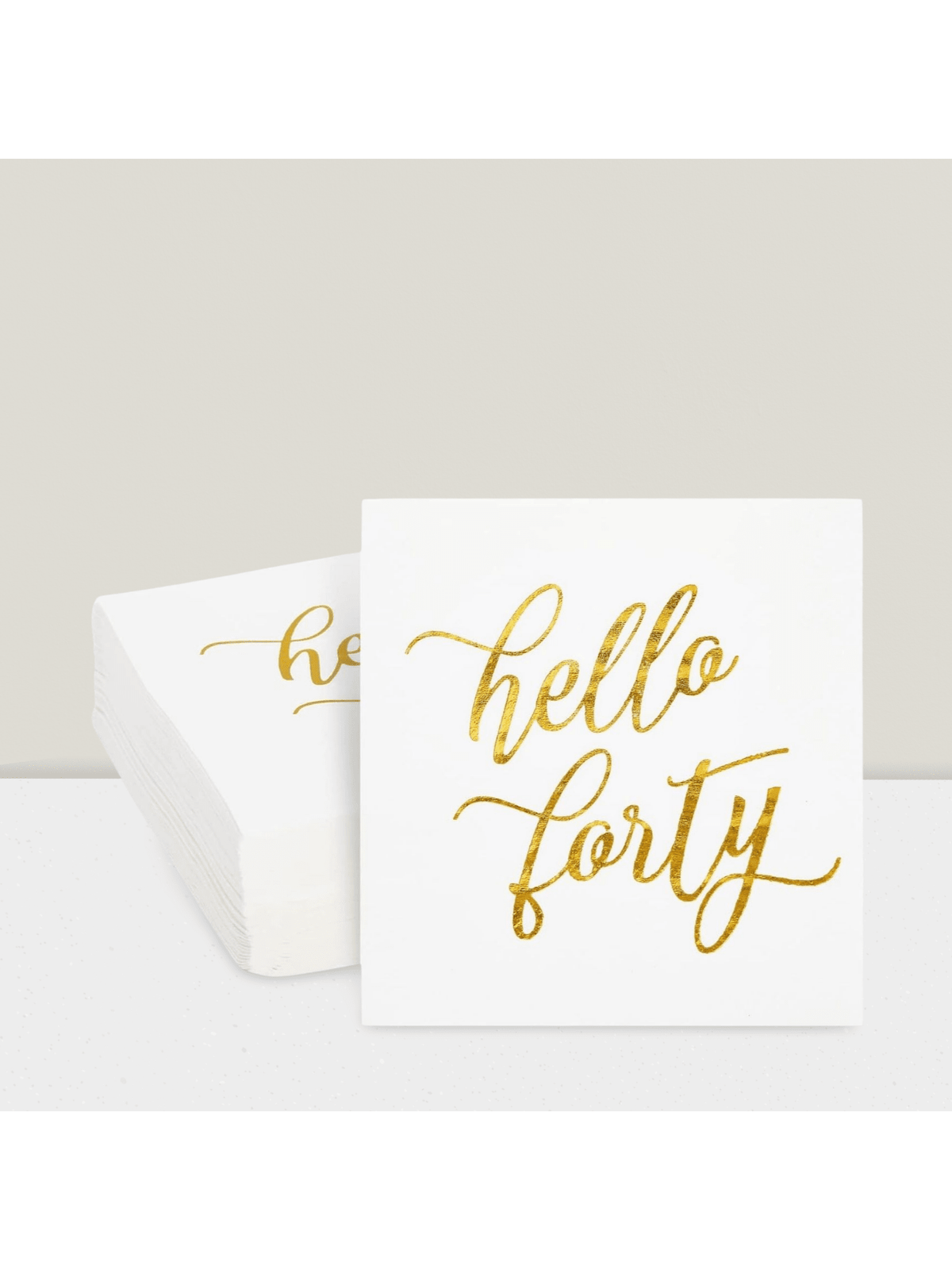50-Pack Hello Forty White Cocktail Napkins with Gold Foil for 40th Birthday Parties