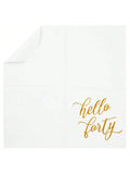 50-Pack Hello Forty White Cocktail Napkins with Gold Foil for 40th Birthday Parties