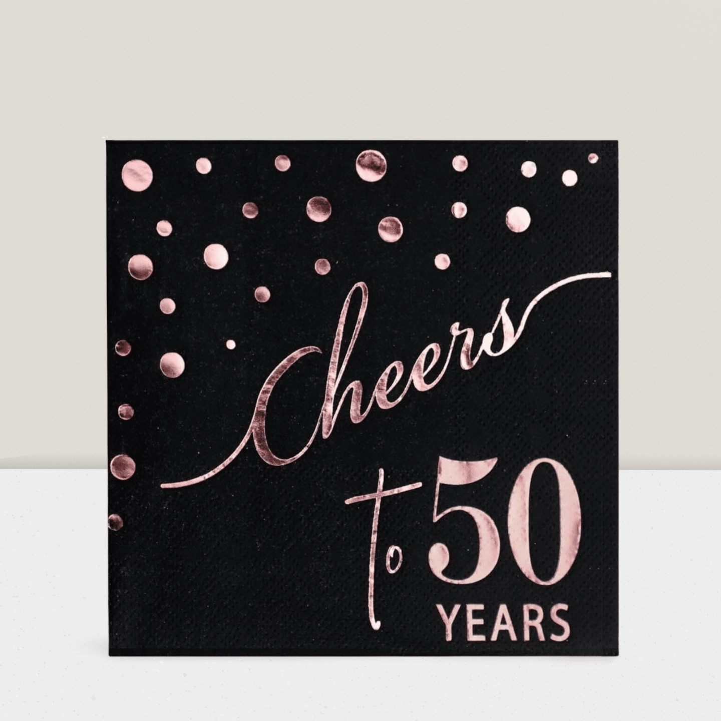 Rose Gold 50th Birthday Cocktail Napkins 3 Ply Disposable 50 Pc for Parties