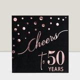 Rose Gold 50th Birthday Cocktail Napkins 3 Ply Disposable 50 Pc for Parties