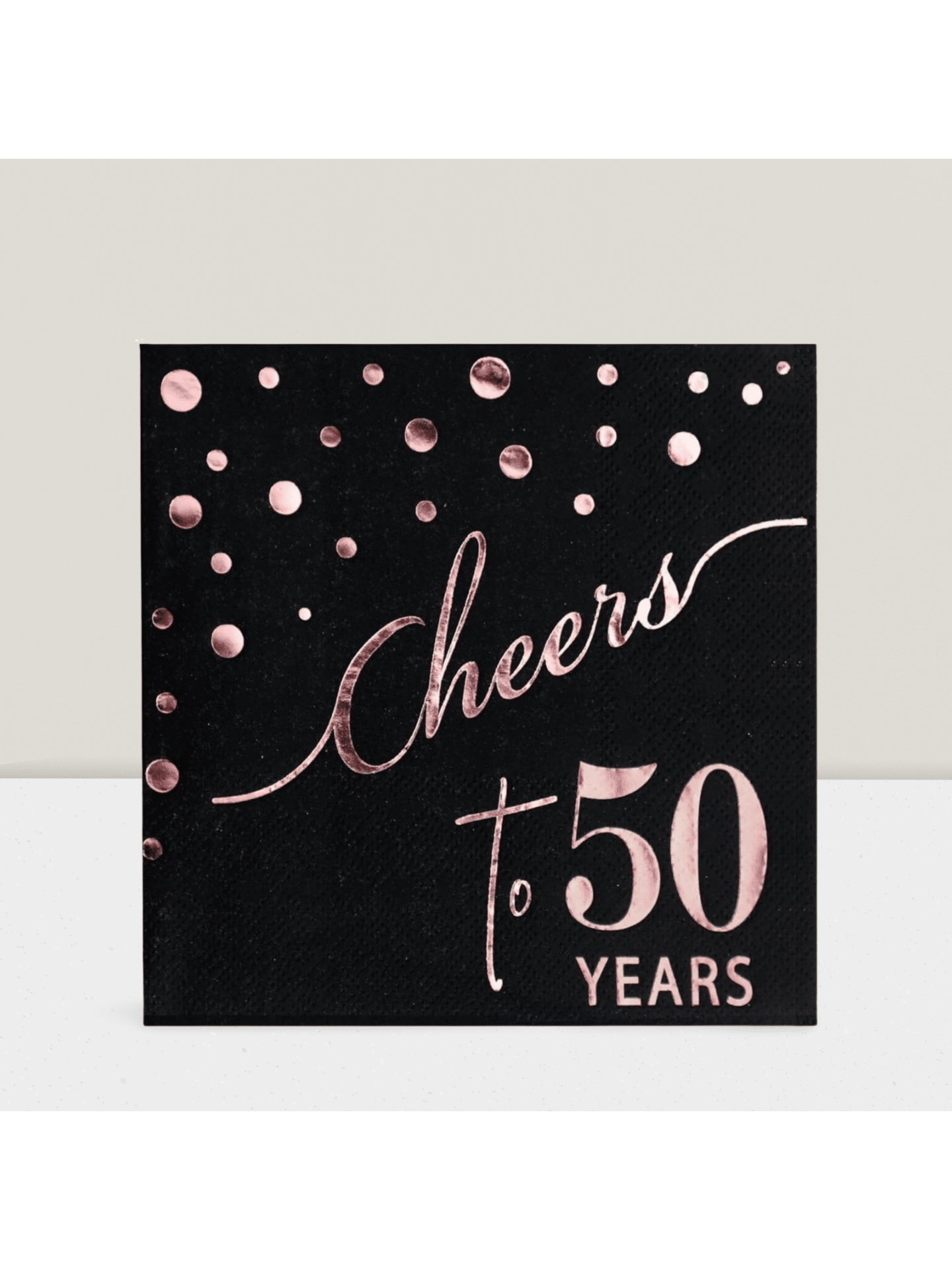 Rose Gold 50th Birthday Cocktail Napkins 3 Ply Disposable 50 Pc for Parties
