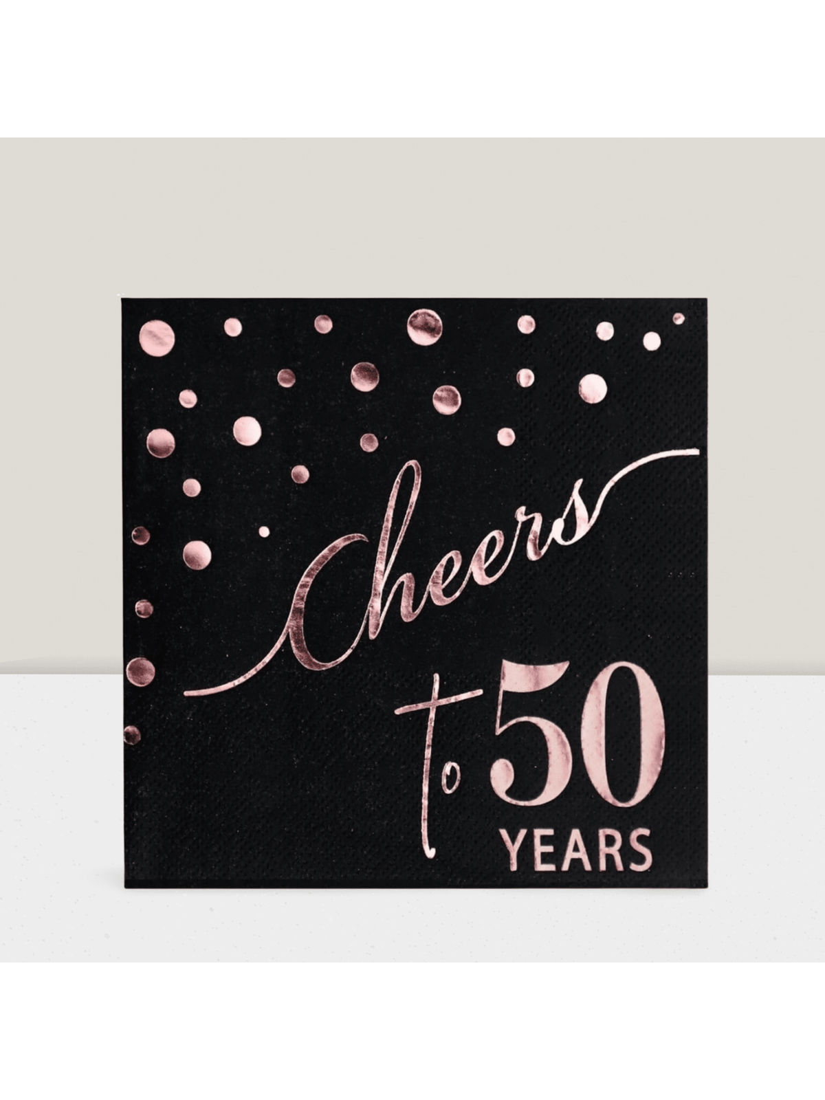 Rose Gold 50th Birthday Cocktail Napkins 3 Ply Disposable 50 Pc for Parties