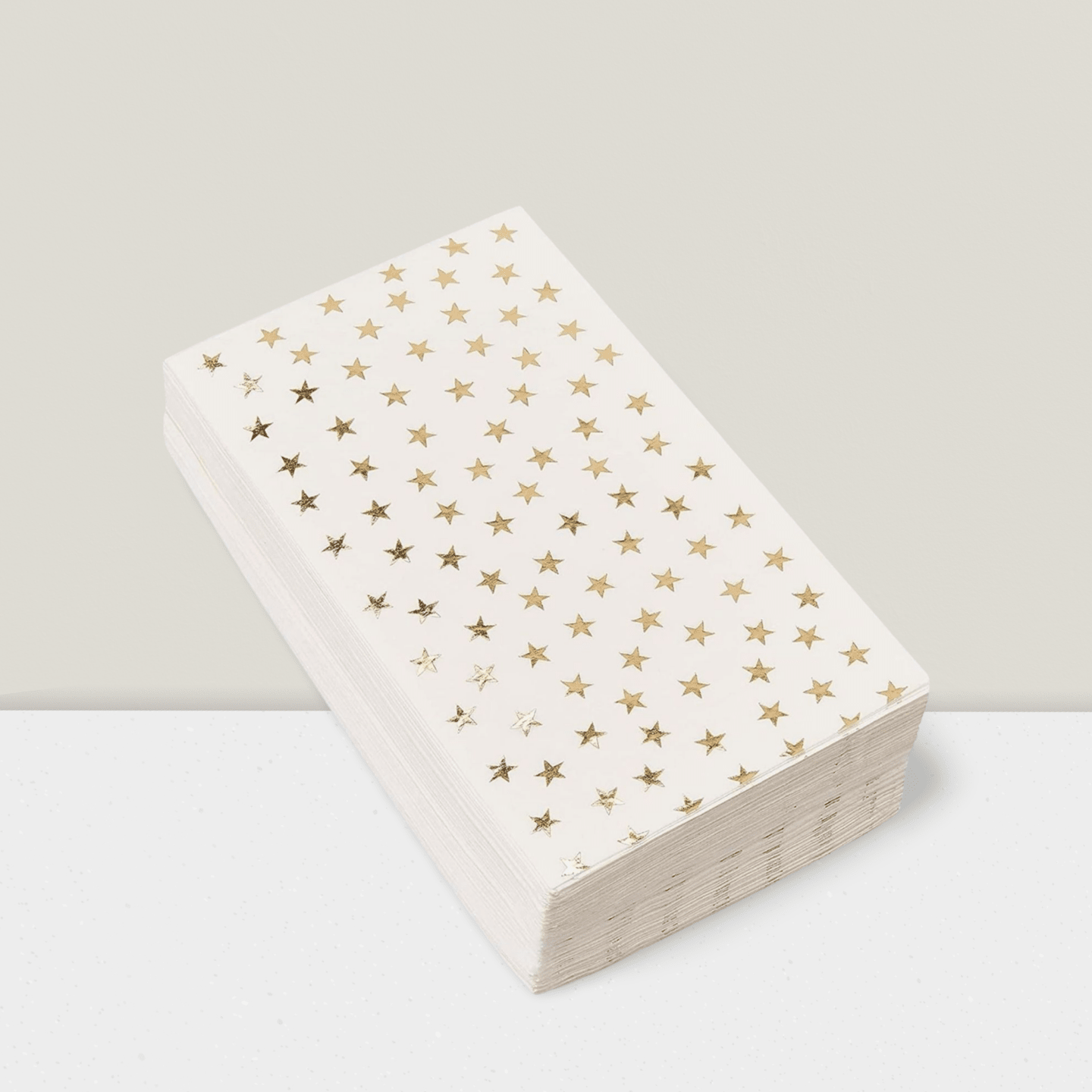 50 Gold and White Star Dinner Napkins 3-Ply Disposable Party Supplies